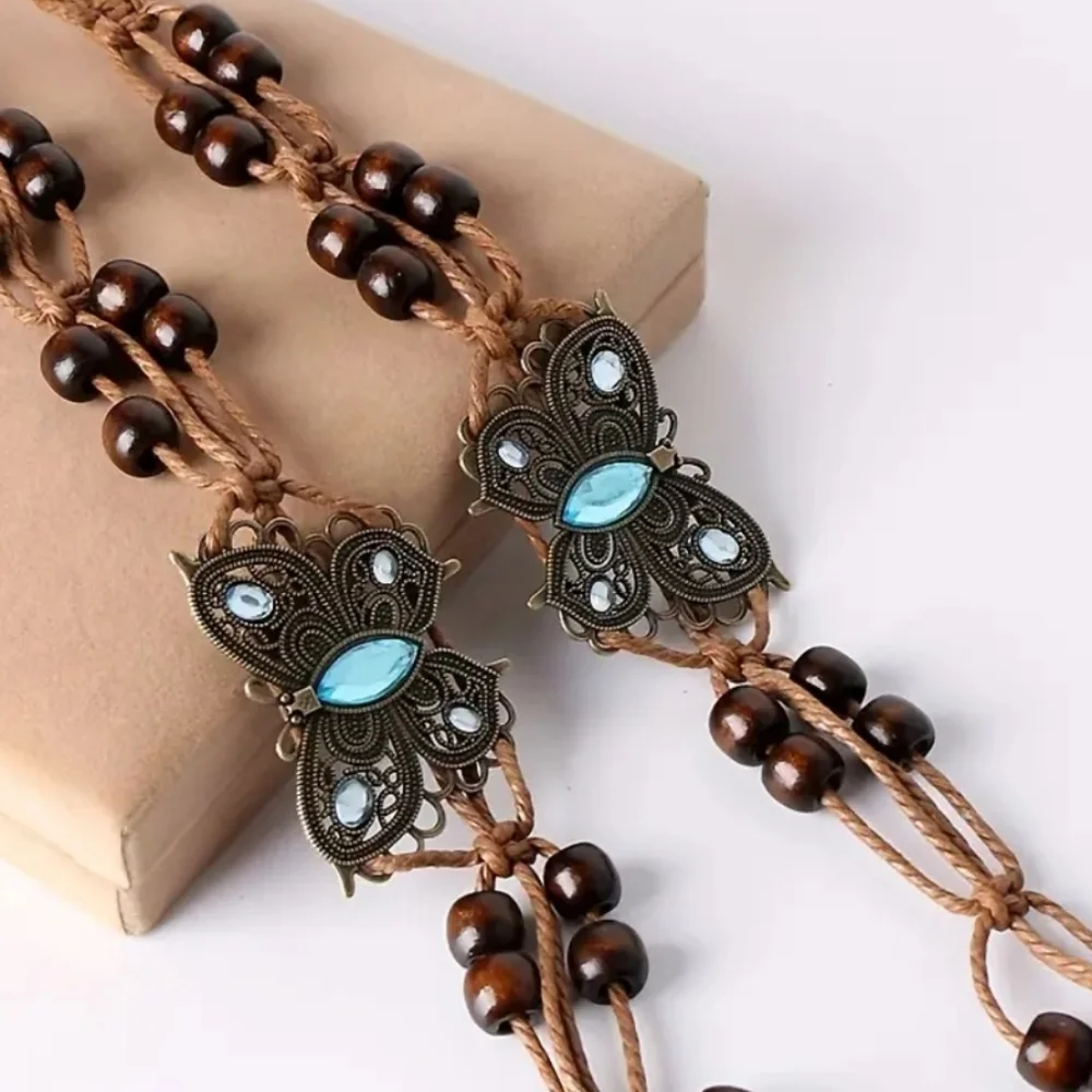 Boho Butterfly Flower Wax Rope Waistband